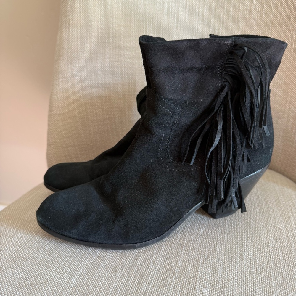 Sam Edelman Black Fringe Ankle Booties